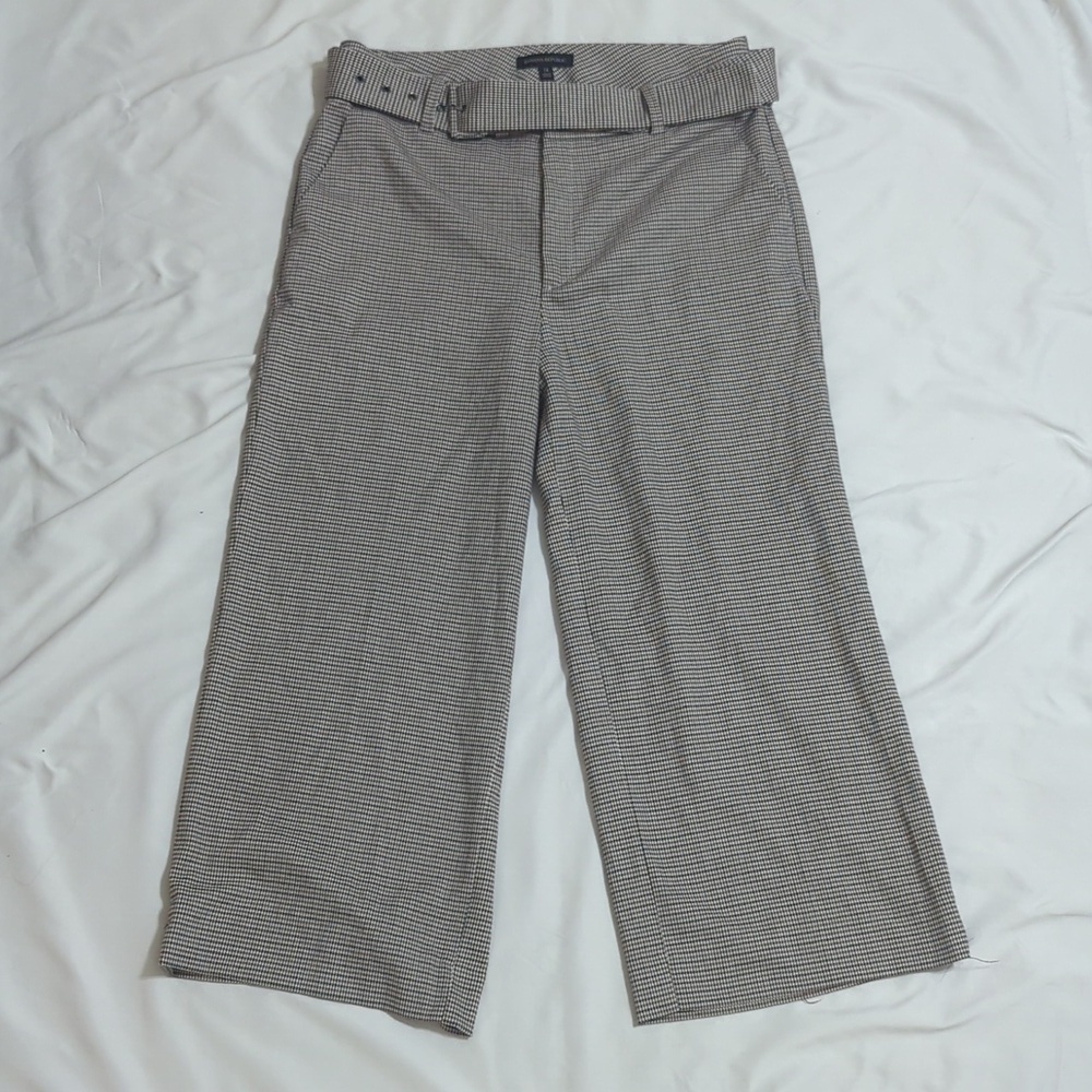 Banana Republic Houndstooth Belted Wide Leg Pants, Color White/Brown/Black Sz14
